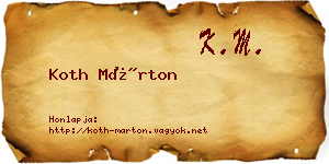 Koth Márton névjegykártya